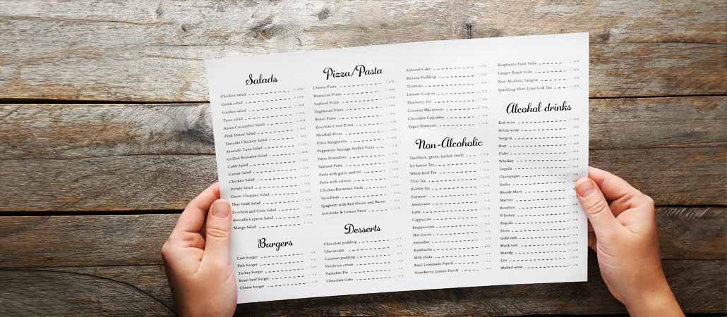 Impression de cartes de menu/boissons - Informations utiles Impression de cartes de menu/boissons - Informations utiles